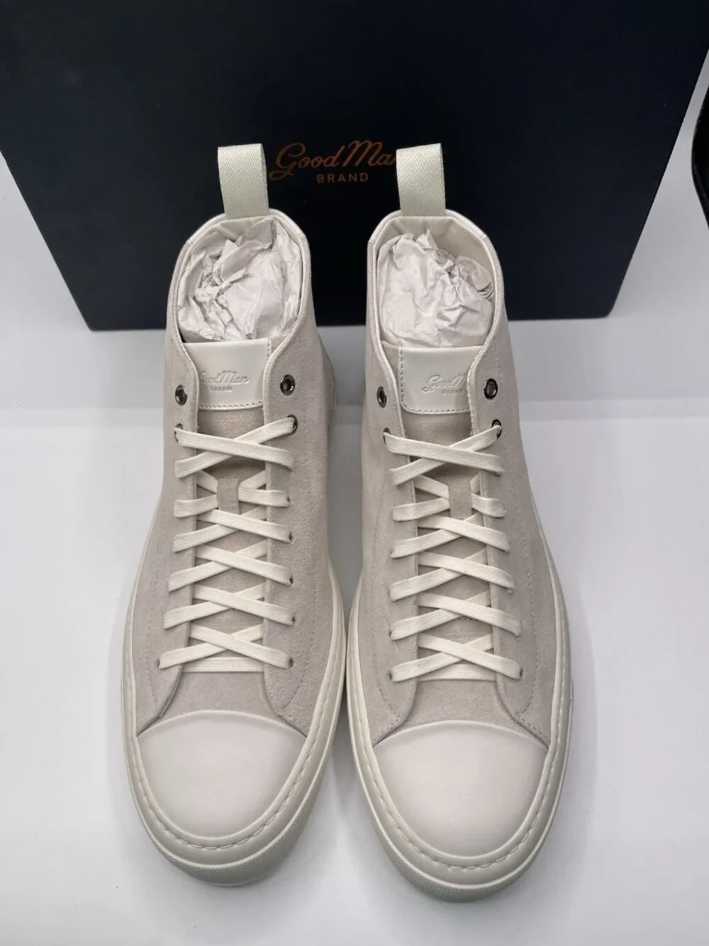 Good Man Brand Legacy Hi-Top Beige‎ Suede  Leather Sneakers Men’s Size 10